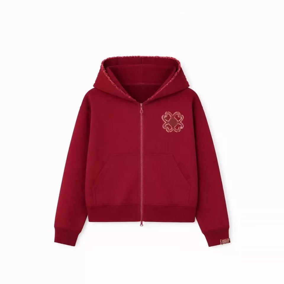Geometric Zip Street Hoodie