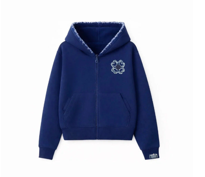 Geometric Zip Street Hoodie