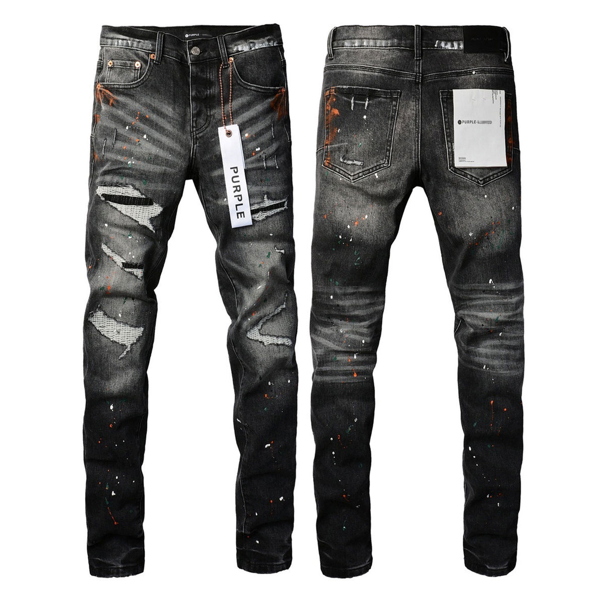 Mens Distressed Denim Jeans with Embroidery
