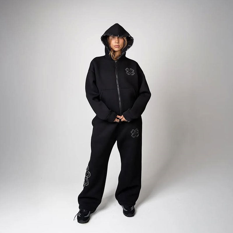 Geometric Zip Street Hoodie