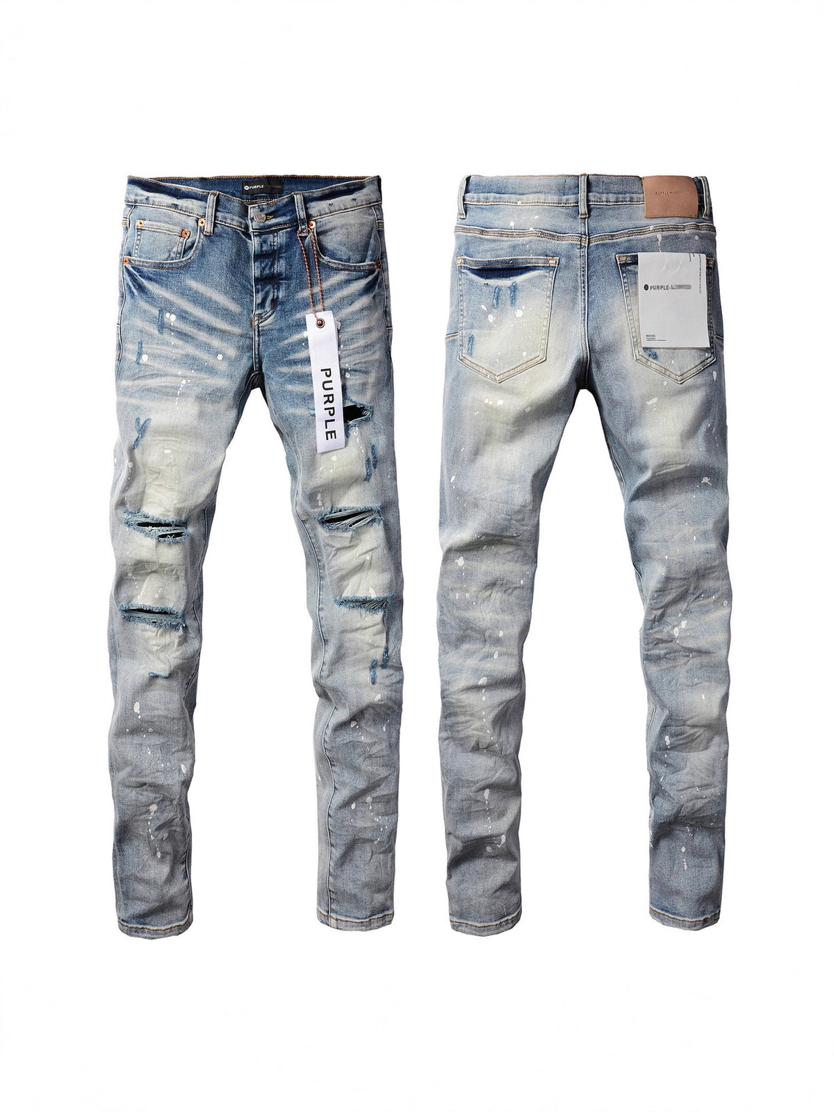 Mens Distressed Denim Jeans with Embroidery