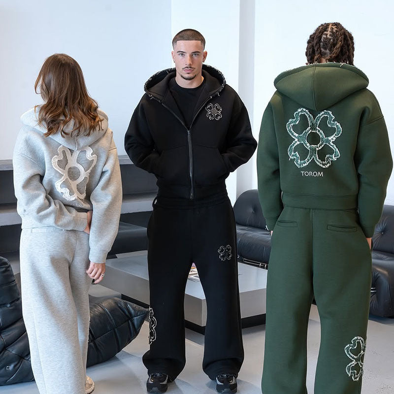 Geometric Zip Street Hoodie