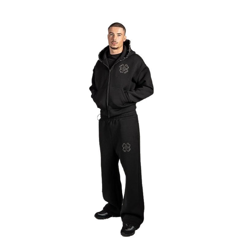 Geometric Zip Street Hoodie