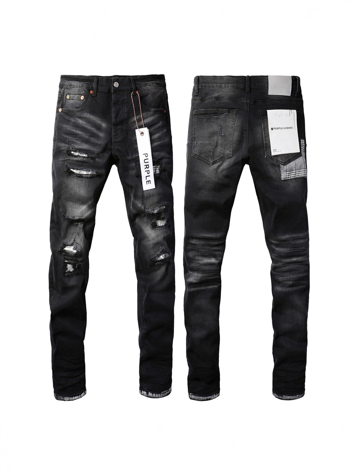 Mens Distressed Denim Jeans with Embroidery
