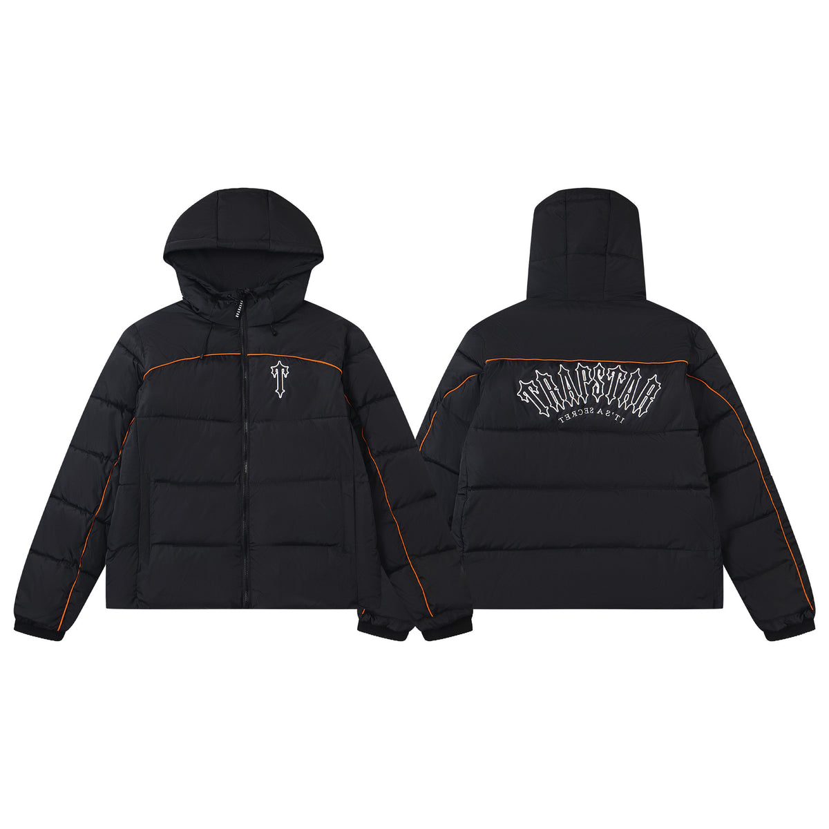 Black glossy thickened cotton jacket with small logo
