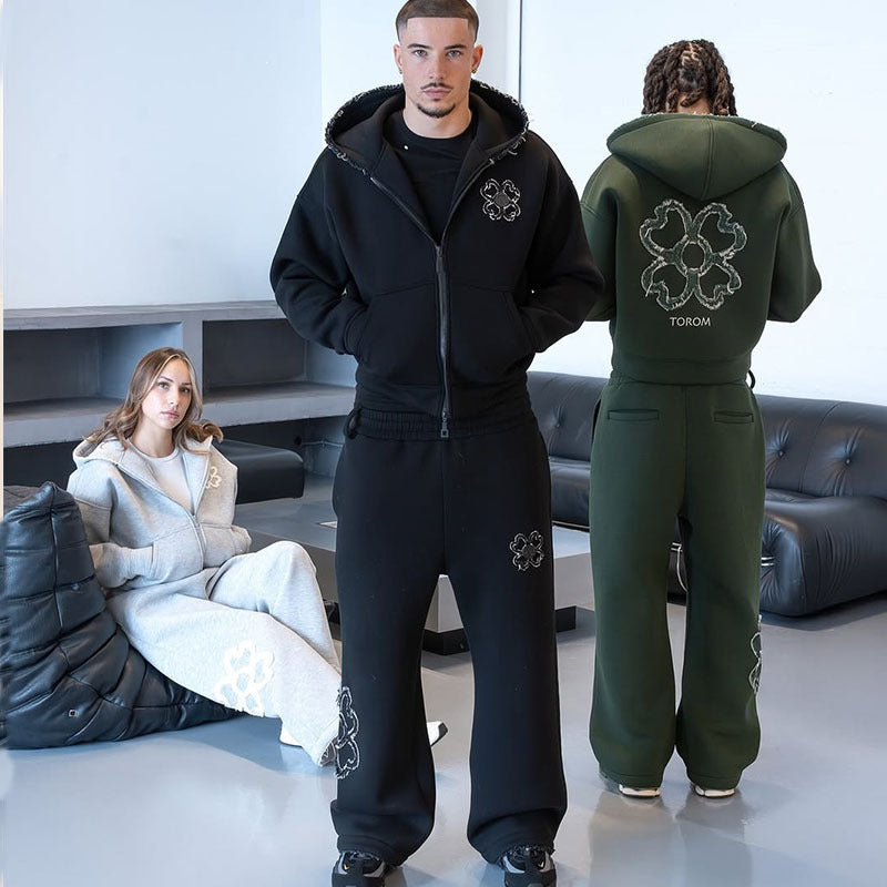 Geometric Zip Street Hoodie