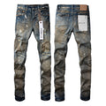 Mens Distressed Denim Jeans with Embroidery